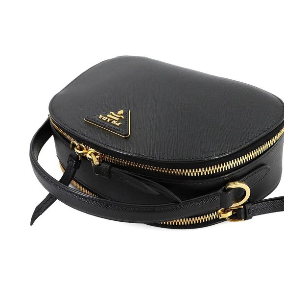 Prada Saffiano Odette Black Bag Shoulder Leather Hand - Picture 6 of 9
